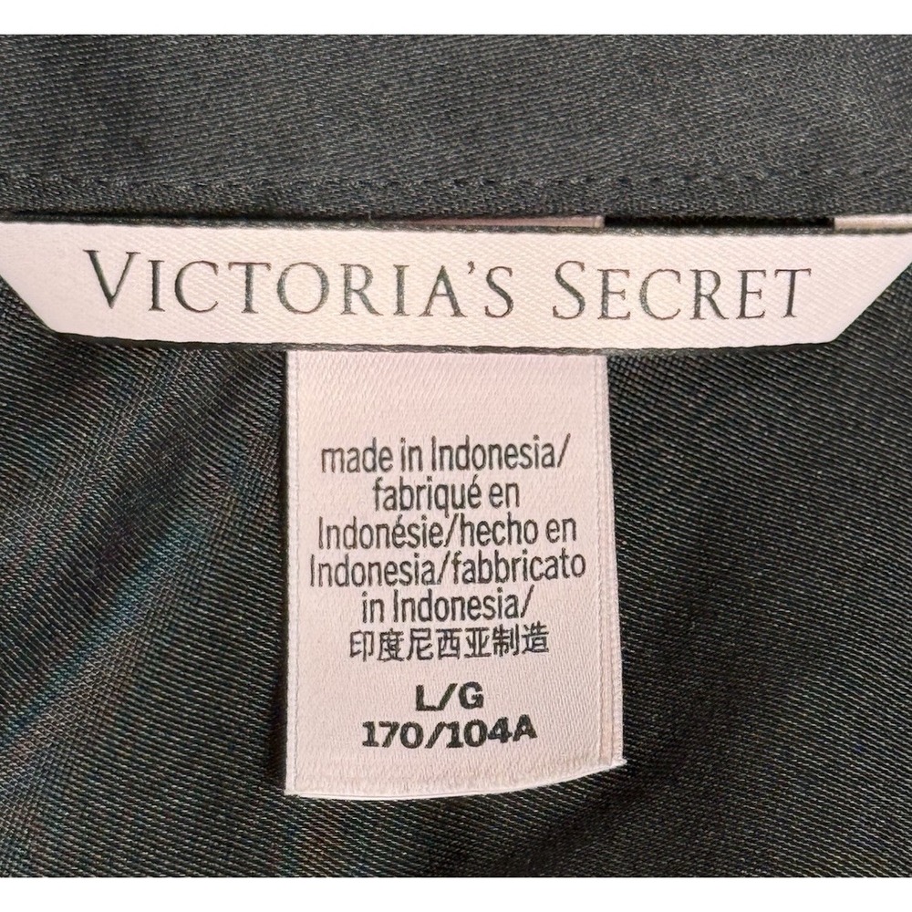 Victoria's Secret Signature Satin Short Pajama Set Jacquard Black Size Large EUC - Picture 3 of 6